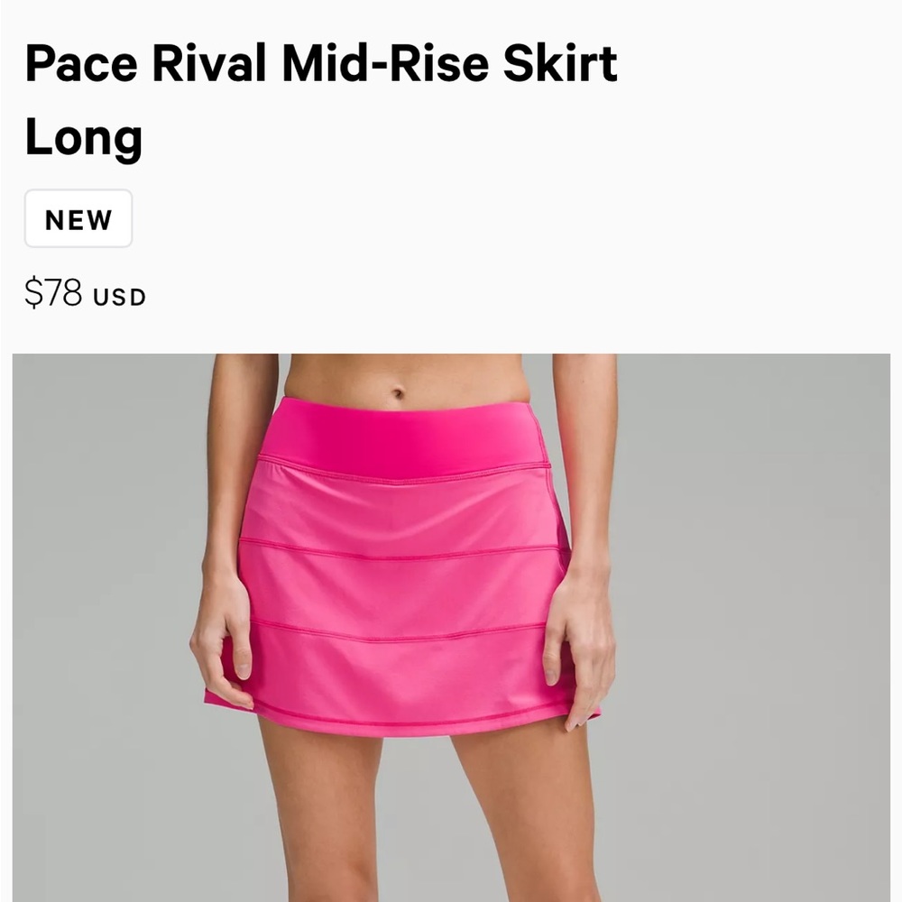 Lulu Lemon Pace Rival Mid-Rise Skirt